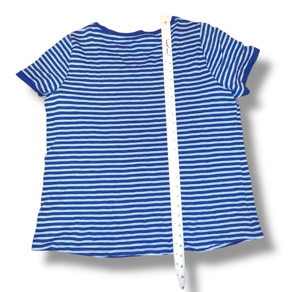 TALBOTS Grosgrain Trim Stripe Tee - Blue Twilight /Vista Blue Plus 1X - Picture 11 of 12